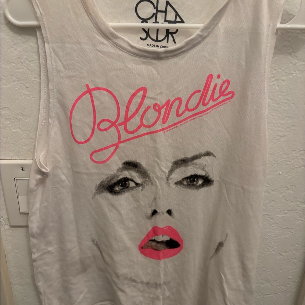 Chaser Blondie White and Pink Graphic Tank Top